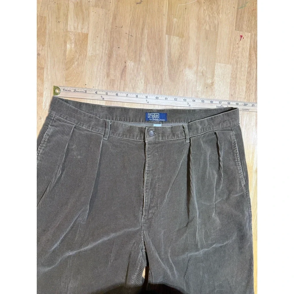 Vintage Polo Ralph Lauren Corduroy Pants Mens 40x34 Brown Pleated Polo Country